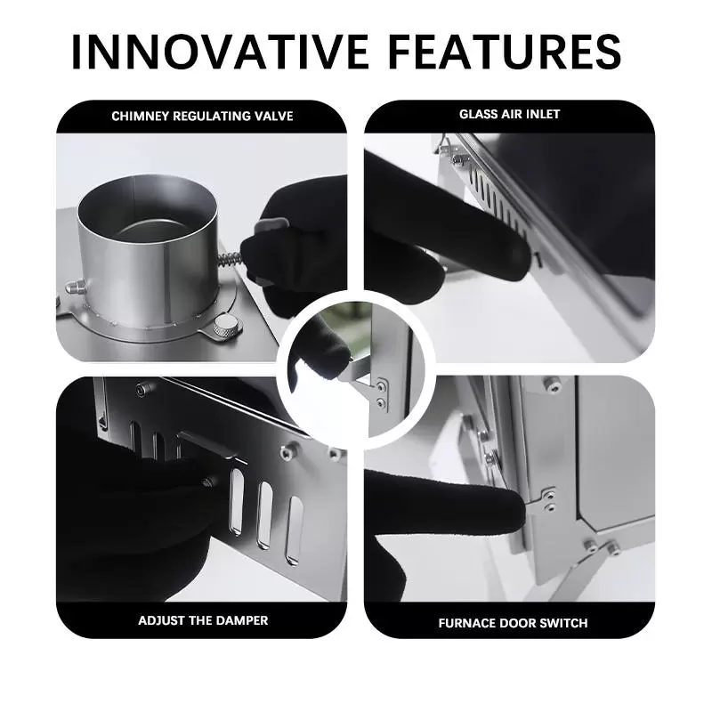 겨울 캠핑용 접이식 텐트 나무 난로